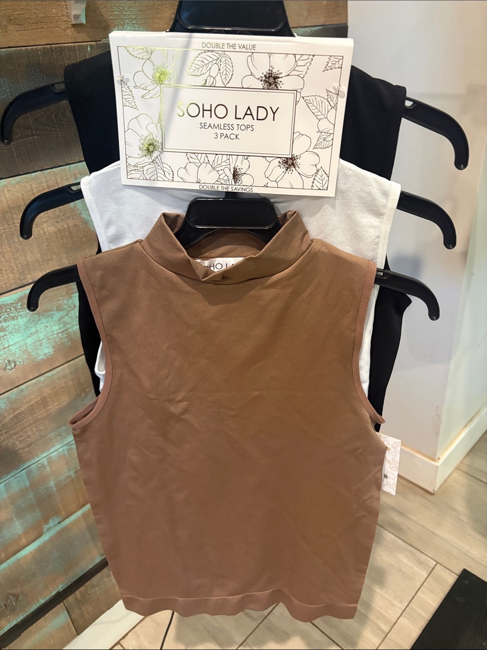 Soho Lady Women's Sleeveless Tank Top - Brown, Black & White (3-Pack)